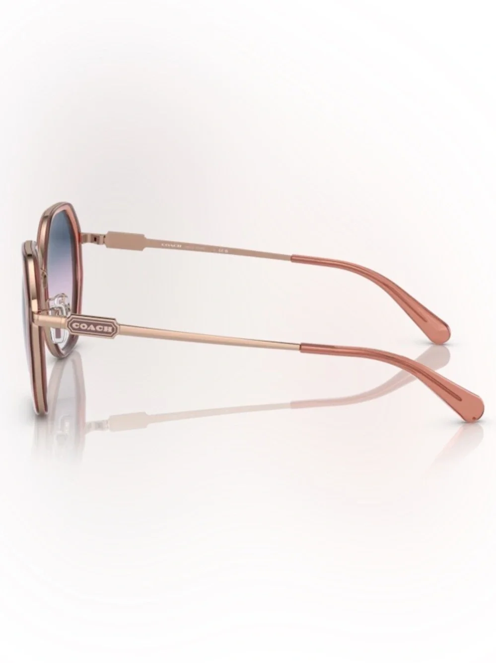 NEW Coach HC7141 CD477 Transparent Amber Sunglasses with Rose Gold Temples